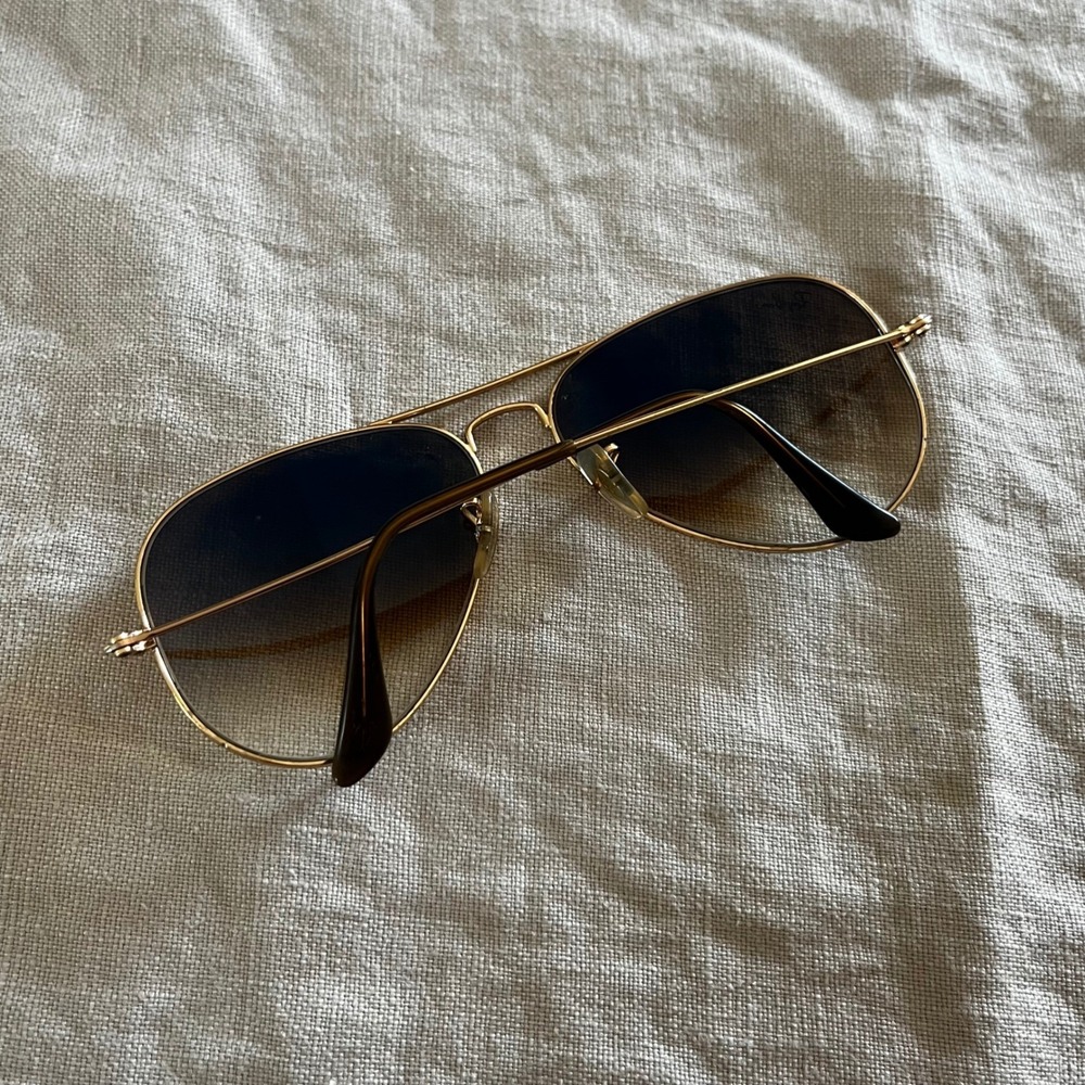 Authentic Ray-Ban Aviator Sun Glasses Brown Tint Gold Frame - Picture 4 of 15